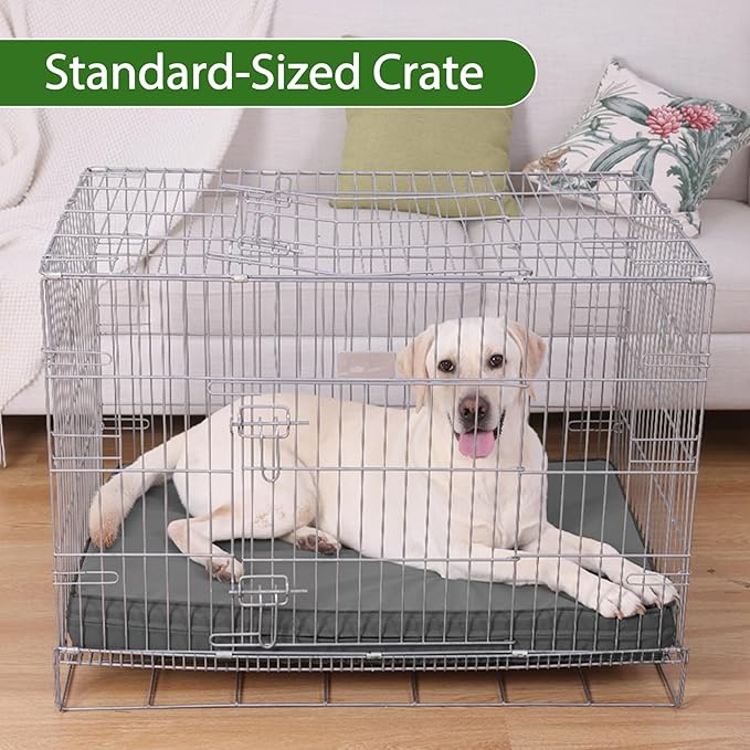 Vonabem Outdoor Waterproof Dog Bed Washable, Large Crate Pad 35 inch, Wipeable Leather Pet Beds with Removable Cover Reversible, Orthopedic Foam Anti-Slip Kennel Pads 35"x22" Grey - Image 6