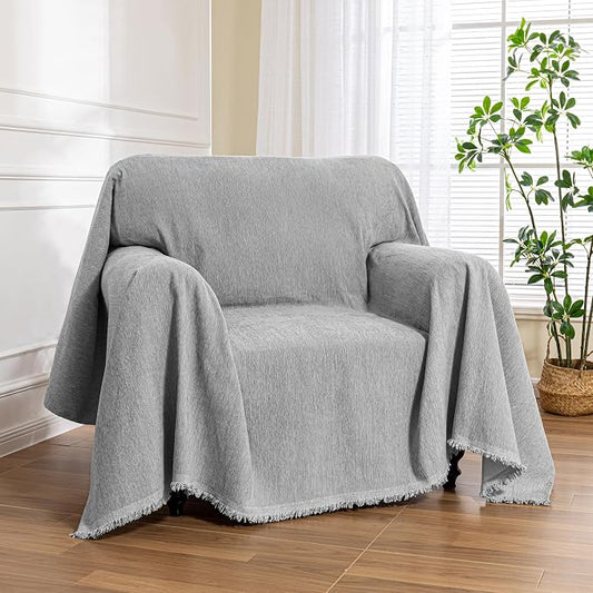 MEETSKY Chair Cover Recliner Covers Washable, Soft Small Couch Cover for Dogs, Oversized Armchair Covers Sofa Slipcover for Single Sofa, Pet-Friendly Furniture Protector, 71" X 91", Grey by MEETSKY