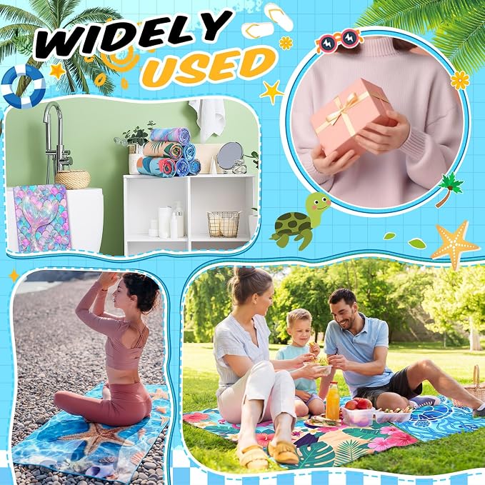 Remagr 6 Pcs Oversized Microfiber Beach Towels Bulk 60"x 28" Extra Large Quick Dry Absorbent Sand Free Towels for Adults, Pool, Travel, Swim, Yoga, Gym (Oceans and Animals) - Image 7