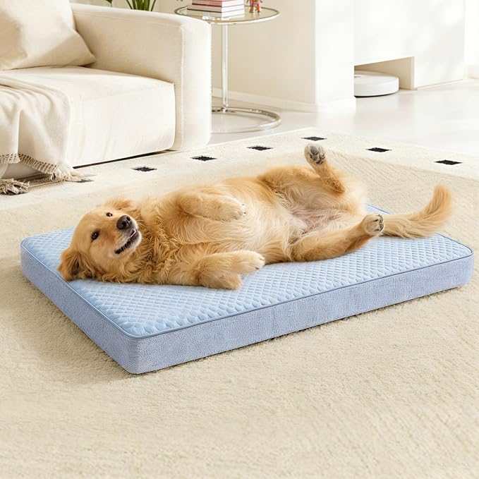 Cooling Dog Bed for Large Dogs, Washable Memory Foam Dog Beds for Crate with Joint Relief, Waterproof Liner and Removable Cover (47’’x 29’’) - Image 4