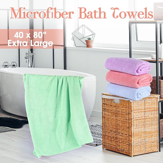 Newwiee 4 Pcs Oversized Bath Towel 40'' x 80'' Bath Sheet,Bright Colors | Fluffy Microfiber Quick Dry, Extra Large Bathroom Towel, Soft Absorbent Adult Shower Sheet, Fall Halloween Decor, Spa Beach - Image 7