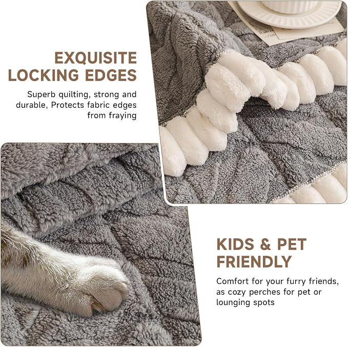OTOB Plush Couch Protector for Dogs Washable, Fuzzy Non Slip Pet Sofa Cover | Gray, 27.6"x70.9", Pet Friendly, All Season, Modern Geometric Jacquard, Soft Breathable, Furniture Protector, Modern - Image 4