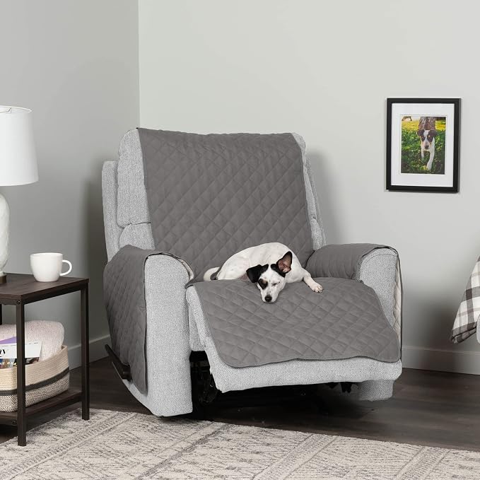 Furhaven Water-Resistant & Reversible Recliner Chair Cover Protector w/ Side Pockets for Dogs, Cats, & Children - Two-Tone Pinsonic Quilted Living Room Furniture Cover - Gray/Mist, Recliner - Image 6