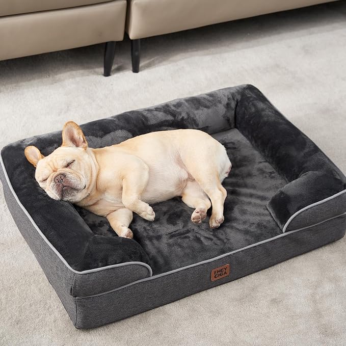 EHEYCIGA Orthopedic Dog Beds Large Sized Dog, Waterproof Washable Pet Bed | Non-Slip Bottom and Egg-Crate Memory Foam XL Dog Couch Bed with Washable Removable Cover, Dark Grey - Image 9