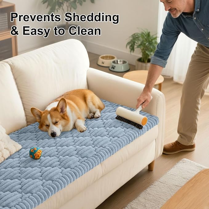 Smiry Couch Cover for Dogs Washable, Non Slip Fuzzy Pet Sofa Protector | Soft Thick Furniture Cover for Sofa, Loveseat and Sectional, Scratch & Pet Hair Resistant (Airy Blue, 27.6" x 27.6") - Image 5