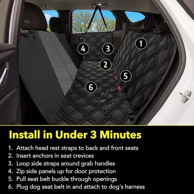 Meadowlark Dog Car Seat Cover with Mesh Window, Heavy-Duty Pet Seat Cover for Back Seat, Extra Padded Non-Slip Dog Hammock, Water-Resistant Back Seat Protector for Cars Trucks and SUVs (54" W x 58" L) - Image 7
