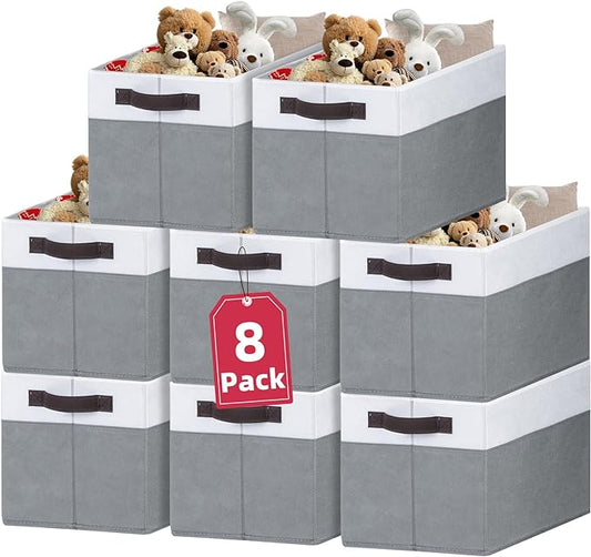 Criusia 8 Pack Closet Organizers and Storage Bins - Extra Large Storage Baskets for Organizing - Clothes Storage Bins for Shelves -Foldable Organizer Bins Totes for Toy Blanket, Dorm Room Essentials by Criusia