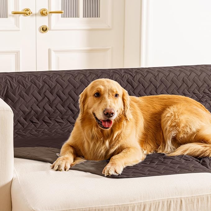 gogobunny 100% Double Sided Waterproof Dog Blanket Soft Pet Bed Cover Reversible Protect Furniture Couch Sofa Car for Puppy Cat (Dark Coffee/Light Coffee, 40x50 Inch (Pack of 1)) by gogobunny
