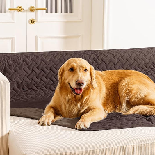 gogobunny 100% Double Sided Waterproof Dog Blanket Soft Pet Bed Cover Reversible Protect Furniture Couch Sofa Car for Puppy Cat (Dark Coffee/Light Coffee, 40x50 Inch (Pack of 1)) by gogobunny