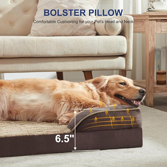FURTIME Orthopedic Dog Bed for Medium Size Dog, Waterproof Dog Beds, 35x25x6.5 Supportive Foam Pet Couch Bed with Removable Washable Cover and Nonskid Bottom - Image 2