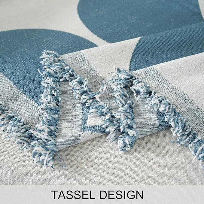 Couch Cover for Sofa, Boho Sofa Cover Washable Couch Cover for Dogs, Pet Sofa Cover for 2-Cushion Couches with Tassel Furniture Protector Cover,71" x 102",Blue-Half-Round-2 - Image 5