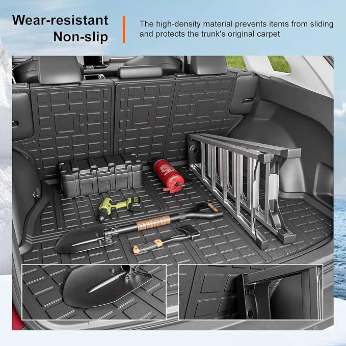 powoq Cargo Mat Compatible with 2019-2025 Toyota RAV4 Backrest Mat Cargo Liner Trunk Mat Back Seat Protector Replacement for 2019-2024 2025 Toyota RAV4 Accessories (Trunk Mat+Backrest Mats) - Image 4