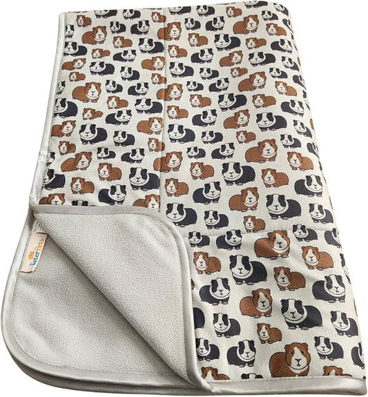Tater Pets Guinea Pig Fleece Cage Liner - Tidy Mat - Lap Pad - Corner Pad - Absorbent - Machine Washable - for Guinea Pigs and Hedgehogs (Guinea Pigs on Gray, Midwest (Fits 24"x47" or 48")) by TaterPets