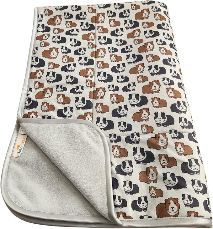 Tater Pets Guinea Pig Fleece Cage Liner - Tidy Mat - Lap Pad - Corner Pad - Absorbent - Machine Washable - for Guinea Pigs and Hedgehogs (Guinea Pigs on Gray, 2x4 C&C (28"x 56")) by TaterPets