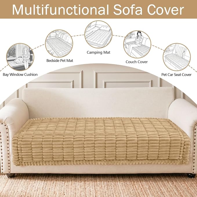 hyha Couch Cover for Dogs, Washable Non Slip Plush Flannel Sofa Protector | Thick Flannel, Silicone Anti-Slip Backing, Pet Hair & Scratch Protection, Fits Sofa & Loveseat (35.4" x 82.7") - Image 3