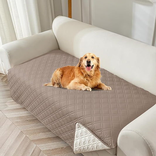 Genina Waterproof Couch Cover, Washable Anti-Slip 67 inch Sofa Covers with 3 Cushions, Sectional Couch Covers for Pets Friendly, Sofa Slipcovers for Dogs Cats, (67inch/Taupe) by Genina