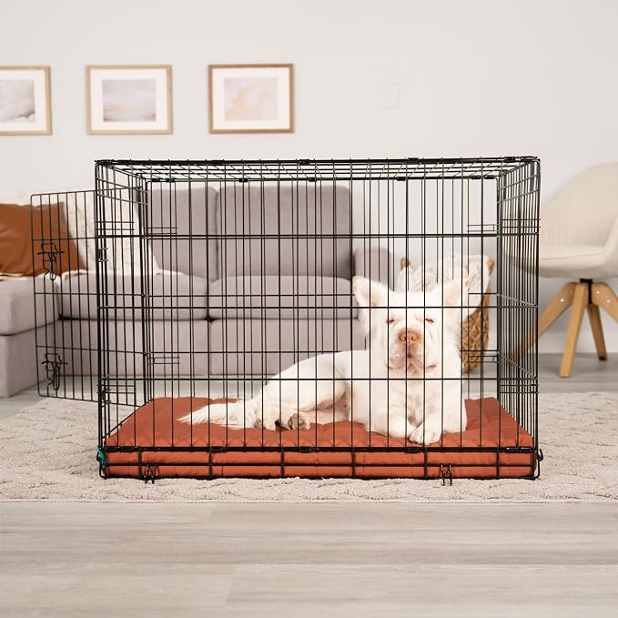 Furhaven Orthopedic Dog Bed – Puffy Quilted Foam Mattress with Removable Washable Cover, Soft & Supportive for Kennels & Crates - Large, Rust - Image 2