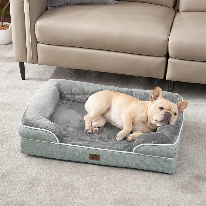 EHEYCIGA Orthopedic Dog Beds Large Sized Dog, Waterproof Washable Pet Bed | Non-Slip Bottom and Egg-Crate Memory Foam XL Dog Couch Bed with Washable Removable Cover, Greyish Green - Image 9