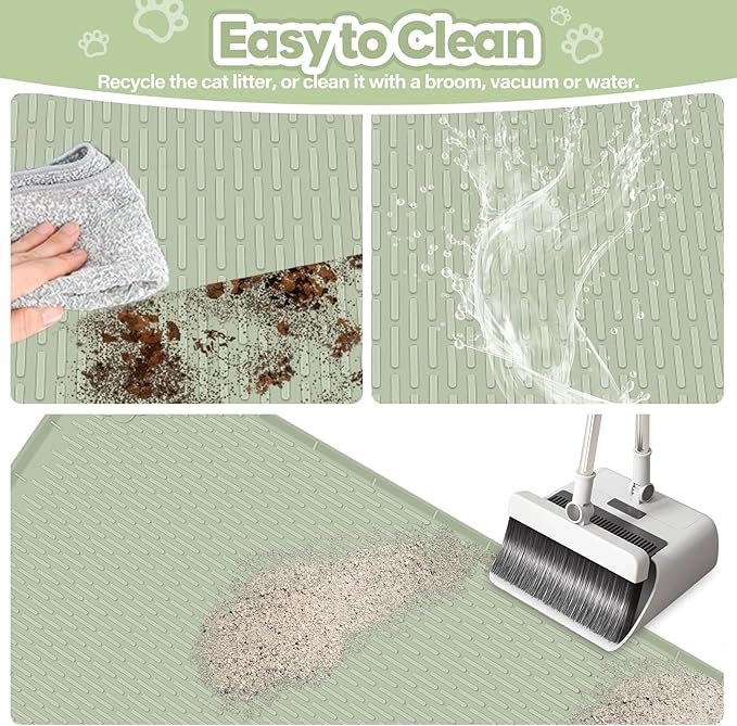 Silicone Cat Litter Mat for Litter Box 40”x28” Large Cat Mat, Green | Waterproof, Non-Slip, Leak-Proof Rug Mat with Lip, Easy to Clean, Extra Large Litter Catcher Mat for Floor - Image 5