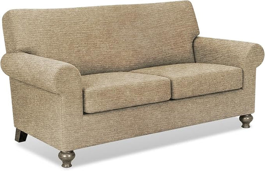 URBANLIFE 3-Piece Stretch Sofa Covers for 2 Cushion Couch, Coffee | Super fitted spandex slipcovers for couches. Non-slip elastic bottom. Machine washable furniture protector for kids & pets. by URBANLIFE
