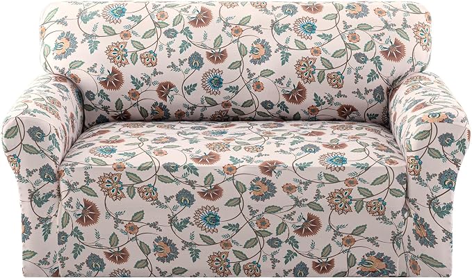 H.VERSAILTEX Printed Loveseat Covers 2 Cushion Couch Covers for Sofa Floral Pattern Love Seat Couch Covers High Stretch Sofa Cover Super Soft Couch Protector for Dogs(Cottage Charm,Loveseat) by HVERSAILTEX