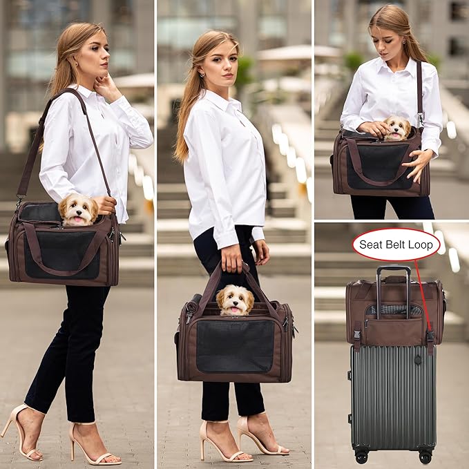 EliteField Deluxe Soft-Sided Pet Carrier (3 Year Warranty, Airline Approved), Travel Bag for Dogs, Cats & Small Pets, with Expandable Mat