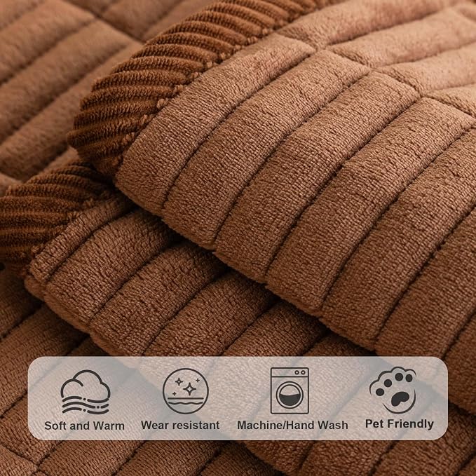 Velvet Washable Dog Couch Cover, Non-Slip Waterproof Pet Sofa Protector for Cushion Sectional, L-Shaped Sofa & Loveseat, Machine Washable(1PC/27.6"x27.6",Brown) - Image 4
