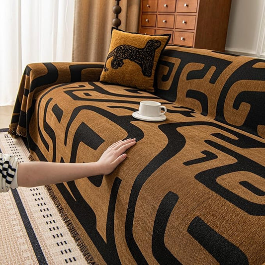 ROOMLIFE Couch Cover 3 Cushion Sofa, Washable Non Slip Furniture Sofa Protector Cover, Soft Chenille Sofa Slipcovers Sectional L Shape Dogs Couch Cover Throw Blanket with Tassels 71''X134'' by ROOMLIFE