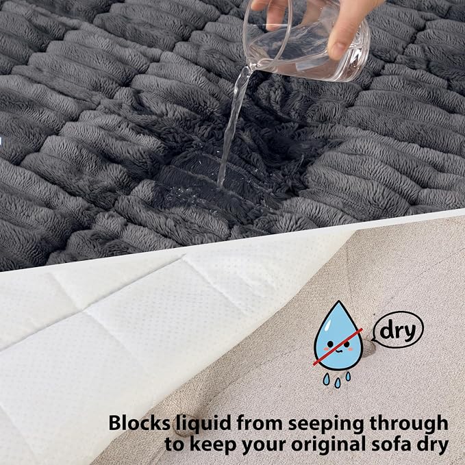 Fixwal Waterproof Flannel Dog Couch Cover, 27.6" x 88", Dark Grey | Integrated TPU Barrier, Non-Slip Backing, Machine Washable, Pet Friendly, Easy Clean Pet Hair, Soft Sofa Cushion Protector - Image 4