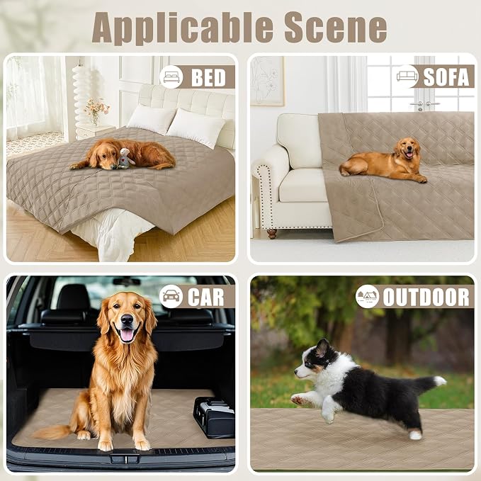 Smiry Waterproof Dog Bed Cover, Reversible Pet Blanket for Sofa Couch | Soft Washable Dog Blanket, Leakproof Couch Cover for Dogs Cats & Furniture Protection, 52x82, Taupe/Taupe - Image 5