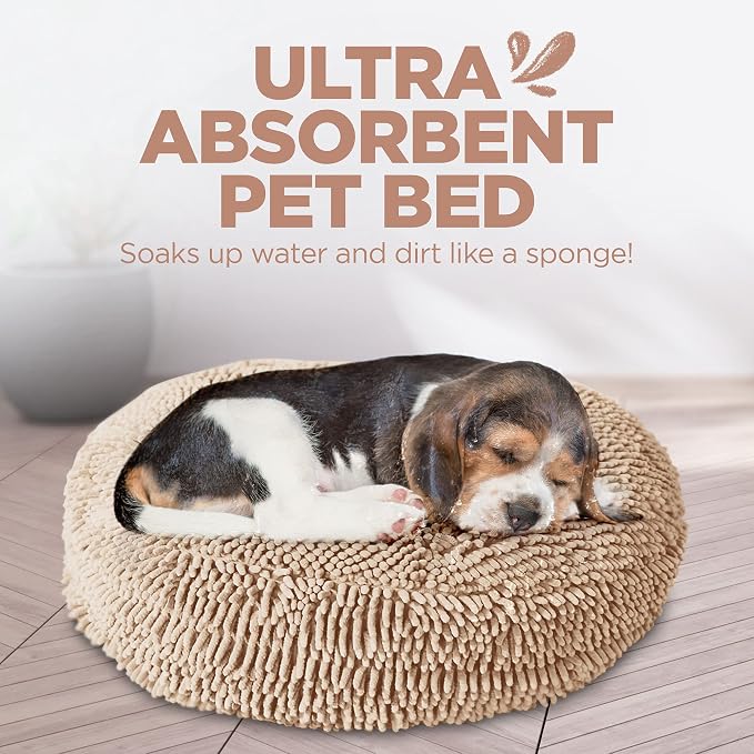 Soggy Doggy Super Snoozer Round Dog Bed, Beige, Large 36"x36"x6" | Removable, zip-off washable cover; plush round design; for small to large breeds; car & living room use - Image 2
