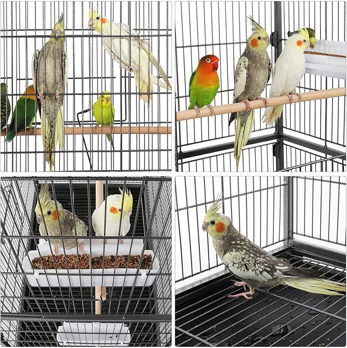 Yaheetech 60.5inch Extra Large Bird Cage Metal Parrot Cage Flight Cage for Cockatiels African Grey Quaker Green Cheek Sun Conure Medium Birds Parrots - Image 3