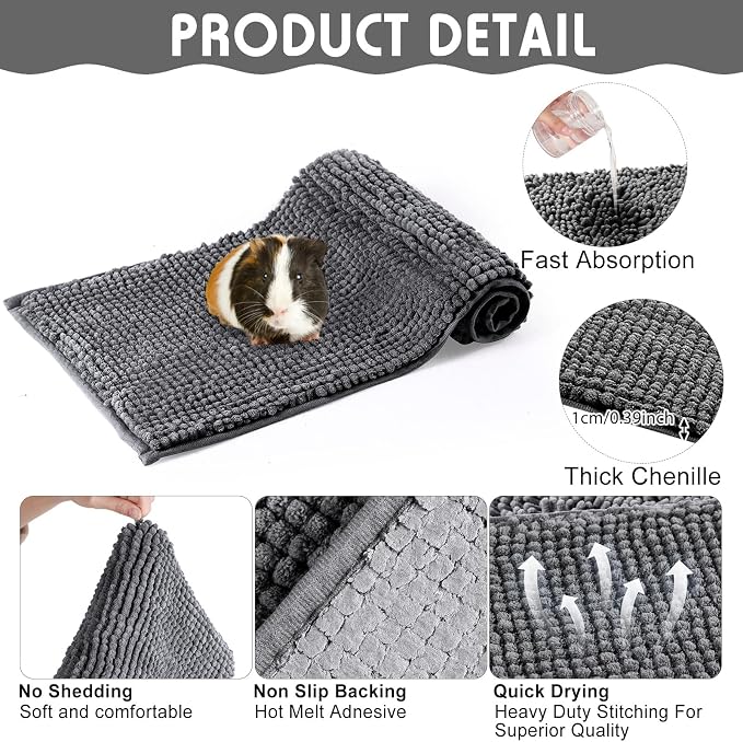 Amylove 4 Pcs Guinea Pig Cage Liner 47 x 24 Inch Washable Chenille Pee Pads Pet Dog Cat Bedding Training Mat Reusable for Small Animals Puppy Bunny Hamster Chinchilla - Image 3