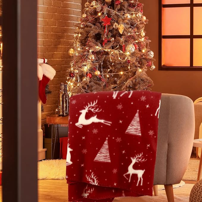 Preboun 24 Pack Bulk Christmas Soft Fleece Blankets 50 x 60 Inch Bulk Lightweight Warm Fleece Throw Blankets for Pet Bed Sofa Couch Office Wedding Gifts Travel (Deer) - Image 4
