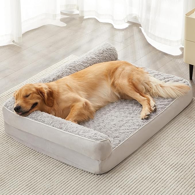 BFPETHOME Orthopedic XL Dog Beds Large Sized Dog, Washable Couch Bed | Washable Removable Cover, Waterproof Lining, Non-Slip Bottom, Large Pet Sofa for Senior Dogs, Cozy Sleeping Bed, Silver Grey by BFPETHOME