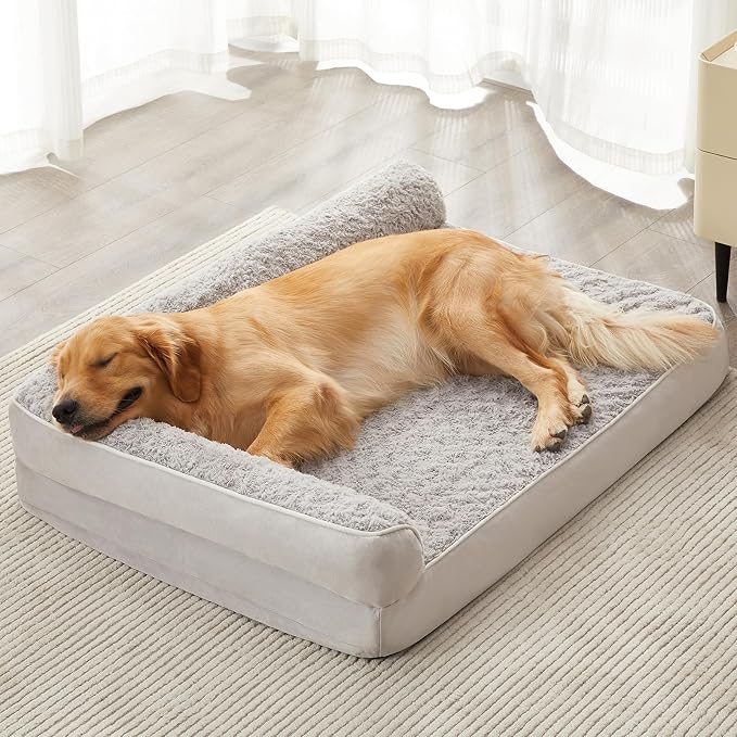 BFPETHOME Orthopedic Washable Extra Dog Beds for Large Dogs, Sleeping Couch | Deluxe Plush Rose Velvet Washable Removable Cover, Egg Crate Foam Support, Waterproof Lining, Non-Slip Bottom, Senior Dogs by BFPETHOME
