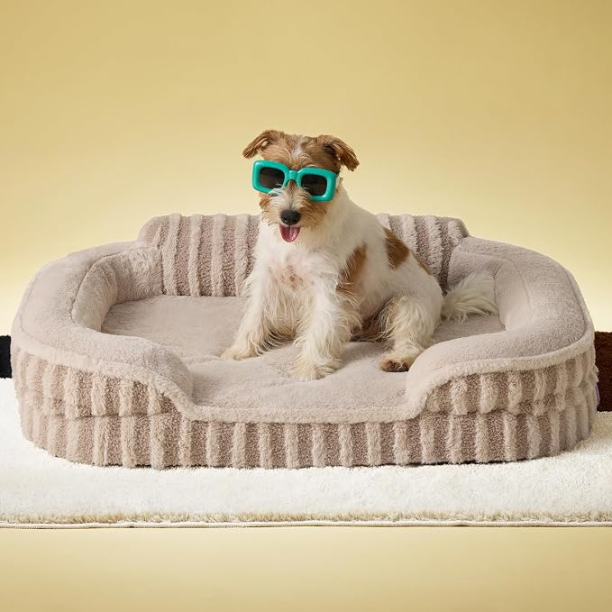 LE SURE Cute Cozy High Back Orthopedic Dog Beds Medium Size Dog,28" Hazel | Waterproof Pet Bed with Sides, Aesthetic Comfy Egg-Crate Foam Pet Couch Sofa, Removable Washable Cover, Non-Slip Bottom by Lesure