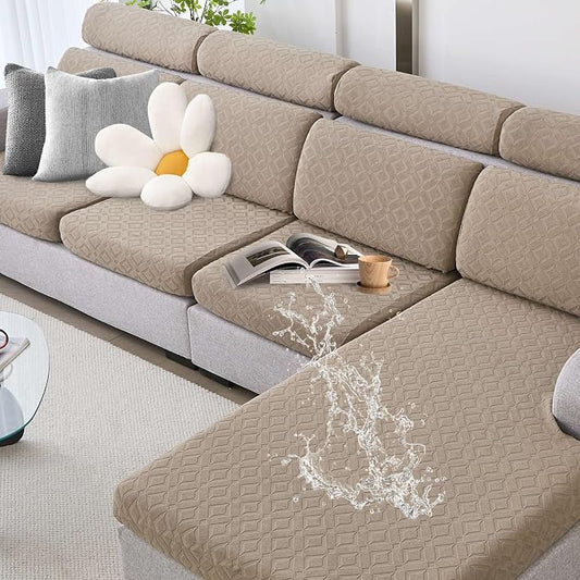 Genina Waterproof Couch Cushion Covers for Pets Washable Sofa Seat Covers | Non Slip,Stretch Jacquard Fabric,Pet Hair & Scratch Protection,Easy Installation,Furniture Protector,Loveseat Cover by Genina