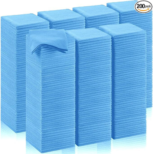 Oudain 200 Pcs Microfiber Cleaning Cloth 16x16 Inch Microfiber Towels for Car Ultra Absorbent Cleaning Rags Reusable Lint Free Streak Free Detailing Towel for Car Washing Drying Dusting (Blue) by Oudain