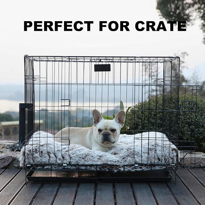 Bedfolks Waterproof Dog Crate Bed,Plush Dog Bed with Removable Washable Cover,Faux Fur Dog Crate Pad for Medium Dogs,Fluffy Dog Kennel Bed 29"x21",Brown - Image 3