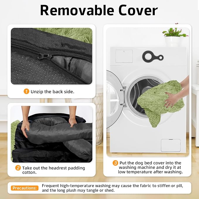 GGIB Calming Dog Bed Fluffy Plush Dog Mat for Furniture Protector with Removable Washable Cover for Large Medium Small Dogs and Cats (Large, Grass Green) - Image 4