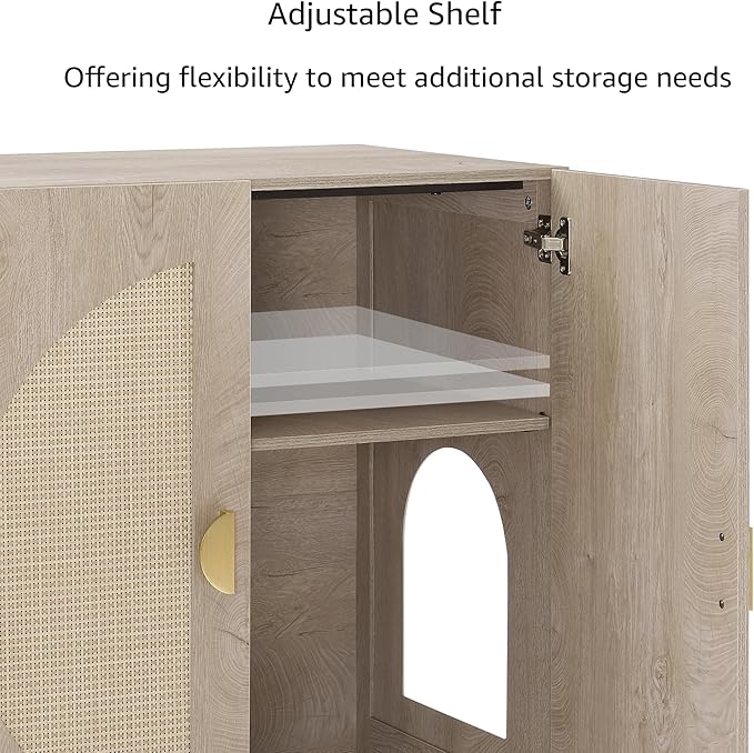 unipaws Tall Cat Litter Box Enclosure for Tall or Top Entry Litter Box | Hidden Litter Box Cover with Shelves, Kitty Enclosed Litter Box Cabinet, Cat Box Furniture - Image 6
