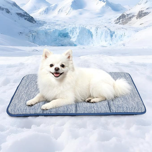 Dog Cooling Mat for Large Dogs – 24"x18" Orthopedic Memory Foam Pad for Summer, Hot Weather & Joint Relief | Washable, Non-Slip Crate Mat for Senior Dogs, Travel & Home (Wander Blue) by ZAKAPAWS