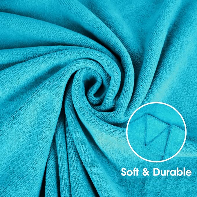 JML Microfiber Bath Towels, 4 Pack, 30" x 60", Teal | Soft, Absorbent, Quick Drying, Lint-Free, Fade Resistant, Use for Salon, Hair Wrap, Fitness, Sport, Yoga - Image 6