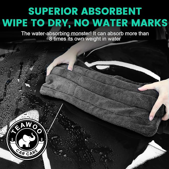 2 Pack Double-Sided Car Care, Microfiber Drying Towel, 1300GSM, 35" x 24" | Extra-Large, Ultra-Absorbant Microfiber Drying Towel for Cars and Trucks, Super Absorbent Car Drying Towel - Image 5