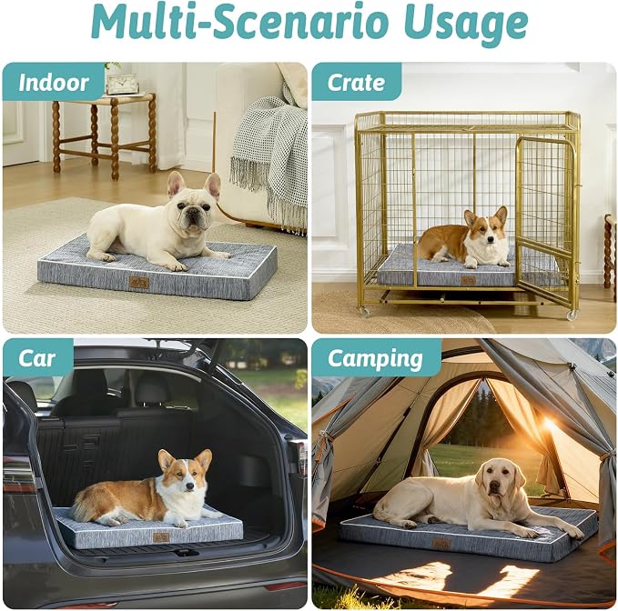 COZY KISS Cooling Orthopedic Dog Bed, Q-Max >0.5 Waterproof Egg Crate Foam Pet Bed with Removable Washable Cover, 36x27x3 Inch,Dark Grey - Image 5