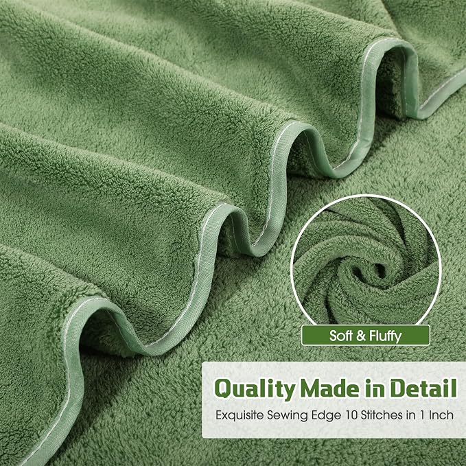 Mixweer 2 Pcs Oversized Bath Towels, 40 x 80 Inch Giant Microfiber Jumbo Bath Sheets Ultra Soft Bathroom Microfiber Quick Dry Absorbent Shower Towels for Spa Camping Beach (Desert Sage Green) - Image 6