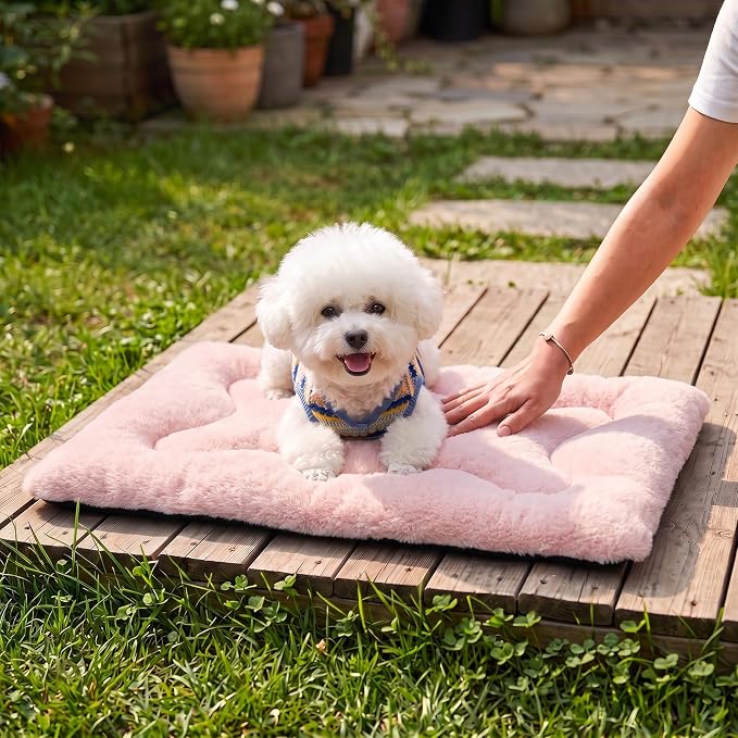 Dog Bed 24" for Metal Crate Pad, Washable Kennel Mat for Small Puppy & Cats | Soft faux rabbit fur, non-slip,machine wash/dry, plush cushioning, for crates, floors & travel, multiple sizes for all breeds - Image 8