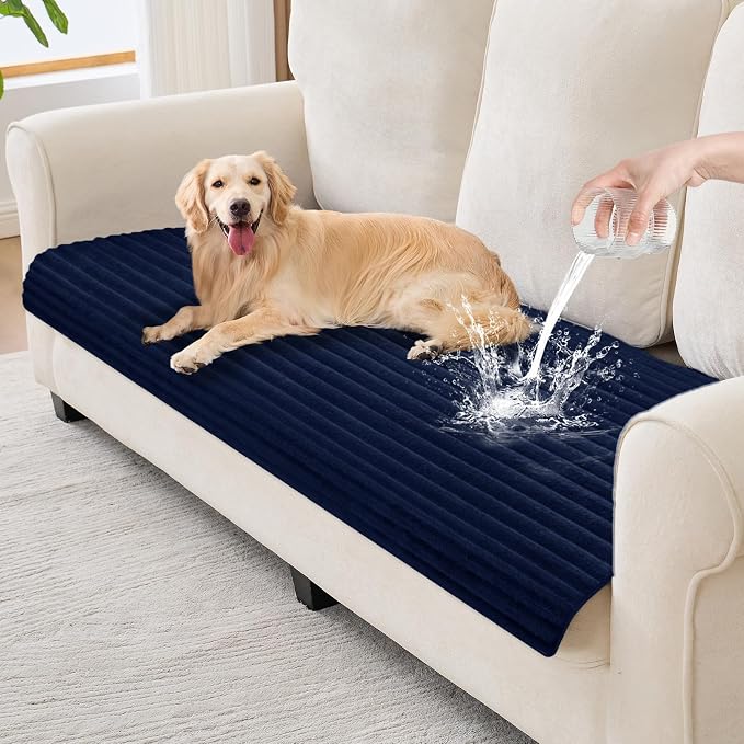 100% Waterproof Couch Covers for Dogs, 35"×63" Washable Couch Cover, Non Slip Sectional Couch Covers for 3 Cushion Sofa Cover Pet Friendly, Cat and Dog Couch Bed Cover-Navy Blue by Unknown