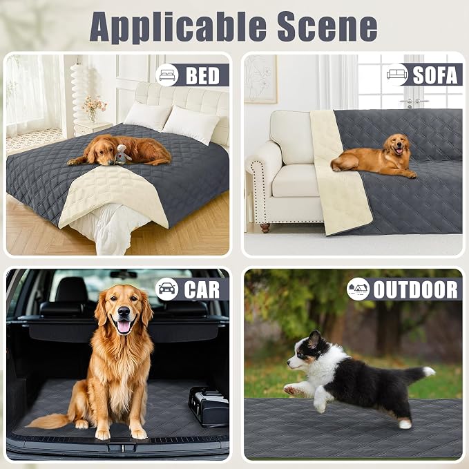 Smiry Waterproof Dog Bed Cover, Reversible Pet Blanket for Sofa Couch | Soft Washable Dog Blanket, Leakproof Couch Cover for Dogs Cats & Furniture Protection, 40x80, Dark Grey/Beige - Image 5